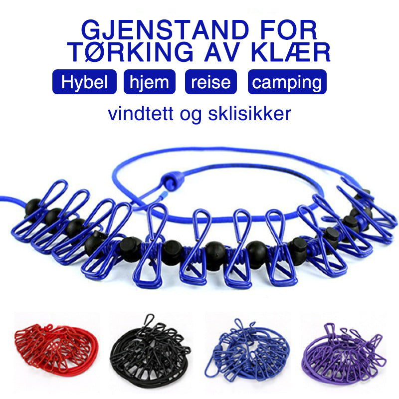Fleksibel vaskesnor som sparer plass. Uttrekkbar funksjon for enkel oppbevaring hjemme.