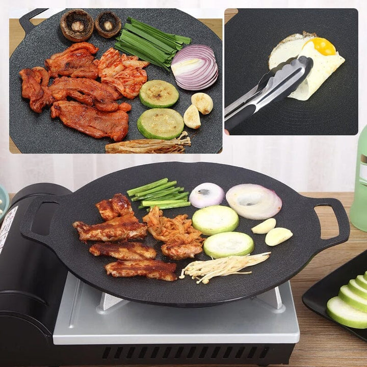 Aluminium stekepanne med non-stick belegg, rund form for jevn varmefordeling, egnet for alle koketopper.