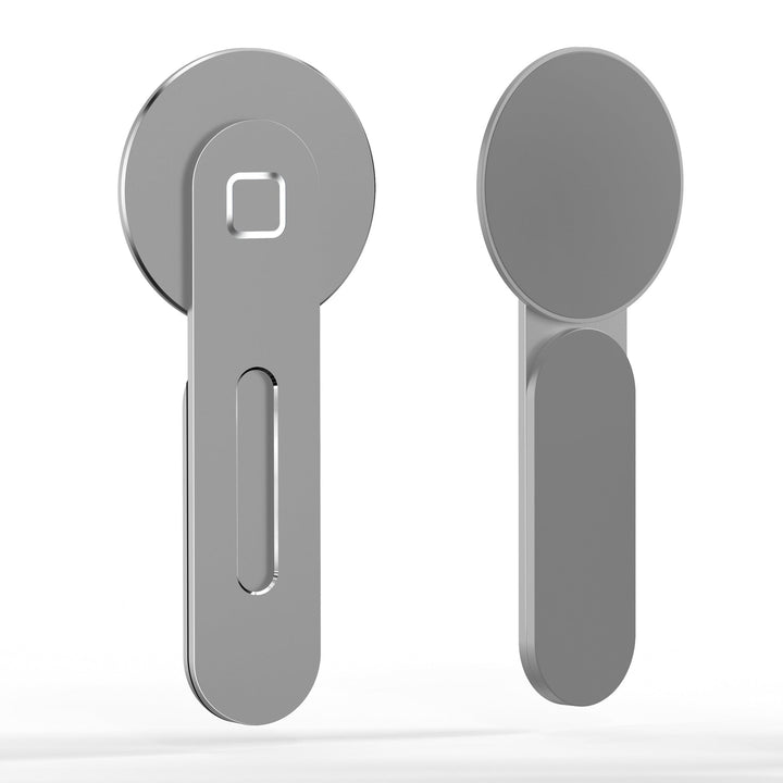 Robust mobilholder for bærbar PC, med magnetisk feste og moderne aluminiumsdesign.