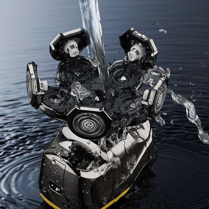 Grooming-sett for menn: 6-bladers oppladbar elektrisk barbermaskin for ansikt, hode og kropp.
