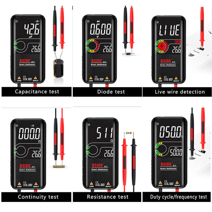 Digitalt multimeter måler strøm i ledninger, et viktig elektrikerverktøy for sikker installasjon.