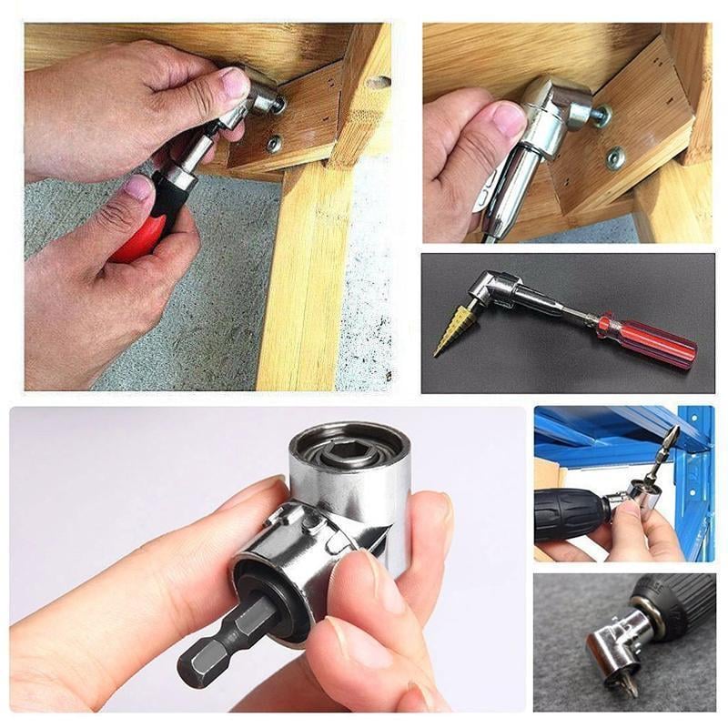 Slitesterk vinkel bits-holder i stål med sekskantskaft. Essensielt verktøy for håndverker og DIY.