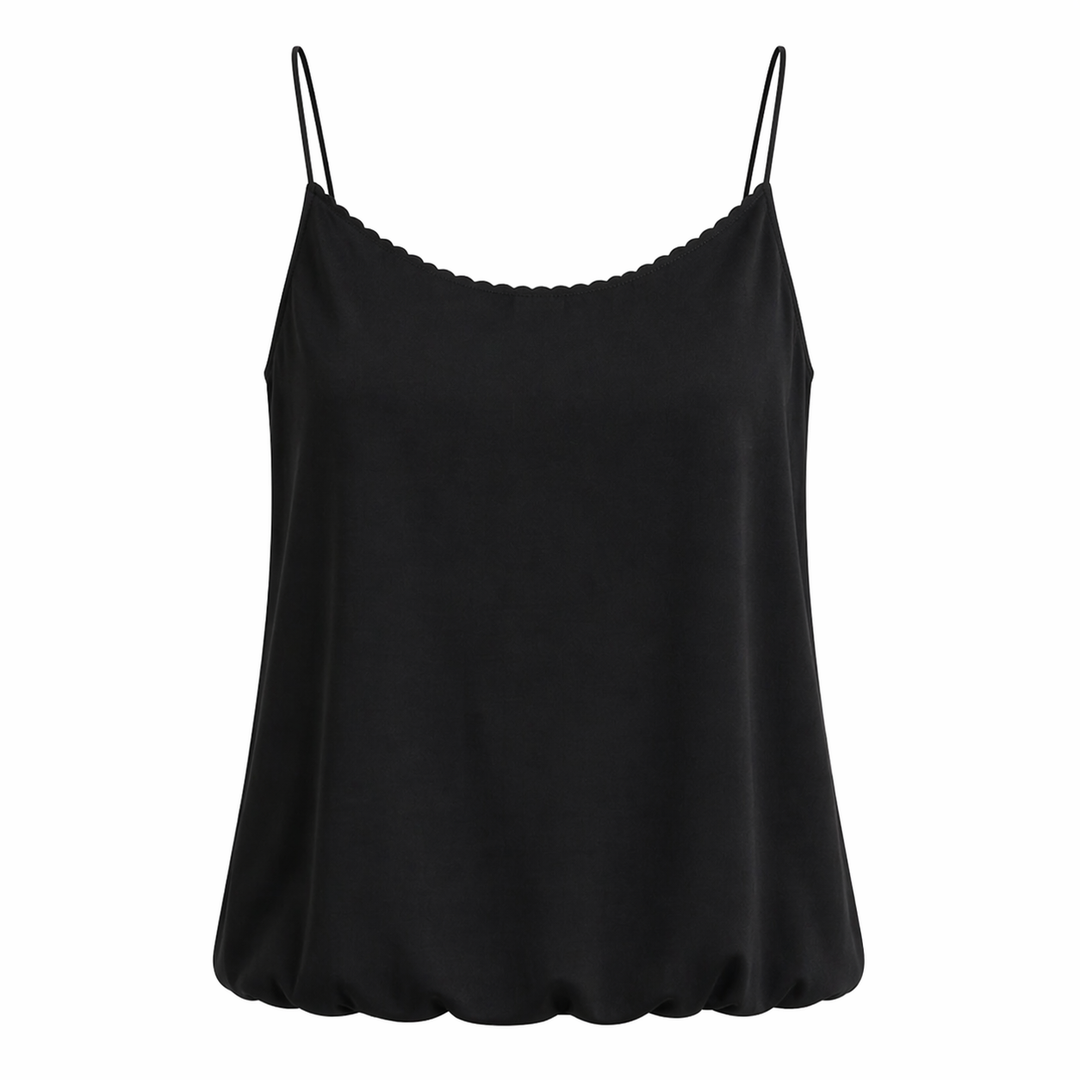 Motebevisst camisole topp for dame, elegant design med U-hals og tynne spagettistropper.