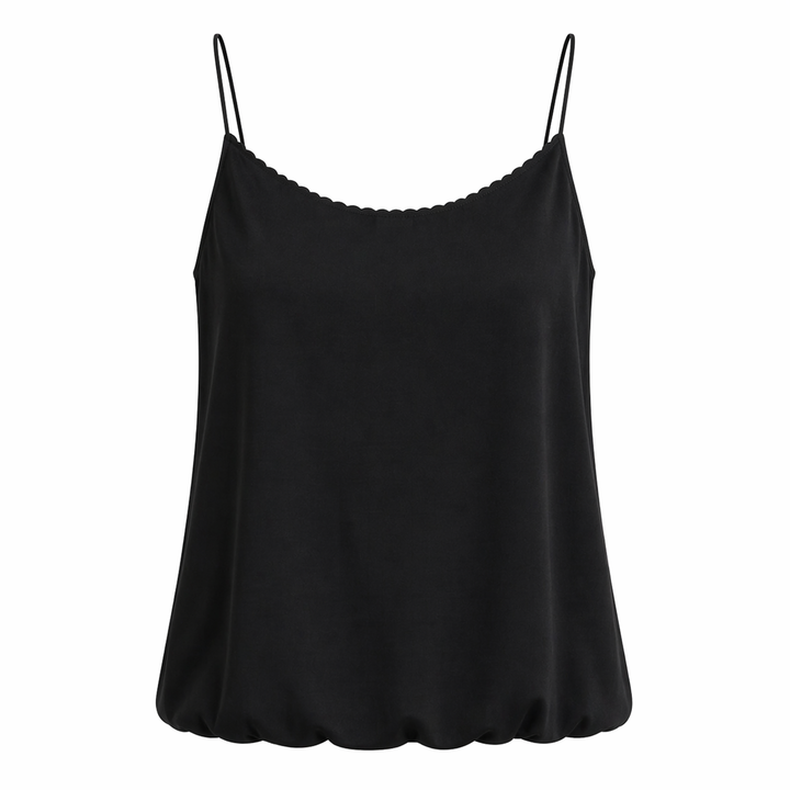 Motebevisst camisole topp for dame, elegant design med U-hals og tynne spagettistropper.