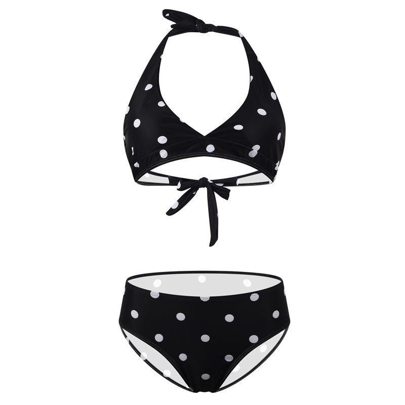 Blomstret badedrakt med bikinitopp og truse, livlig design for sommeren.