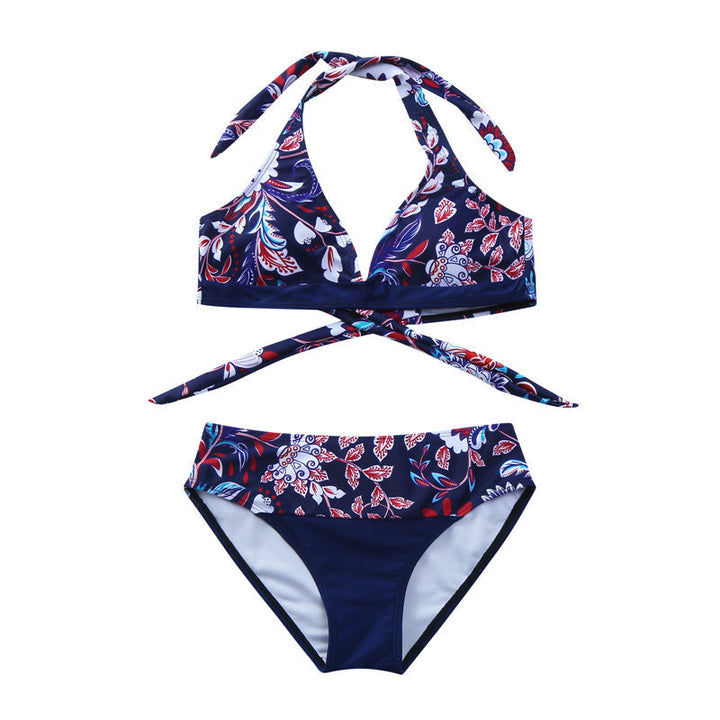 Sommerlig bikinisett med unikt blomstermønster og god støtte, trendy badetøy.