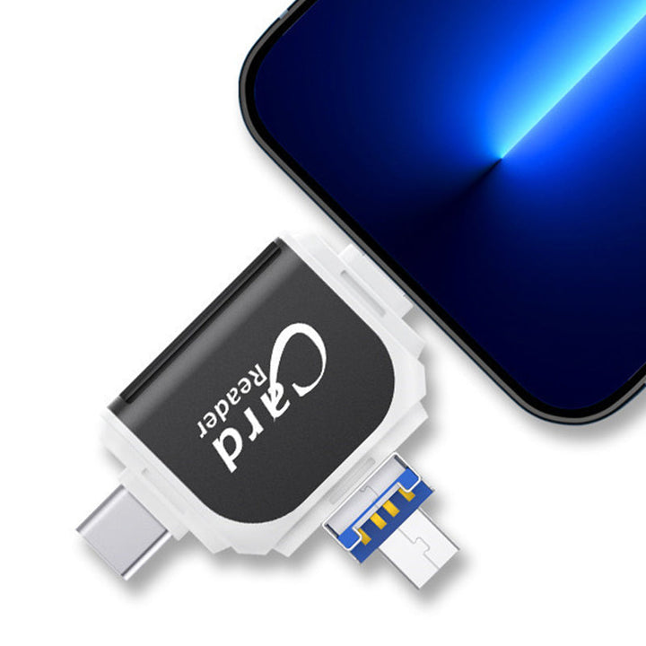 Slank, portabel 4-i-1 kortleser, perfekt for reise og rask tilgang til SD/Micro SD minnekortdata.