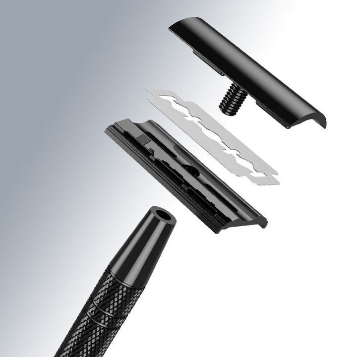 Robust retro barberhøvel i rustfritt stål for menn; for varig og presis barbering.