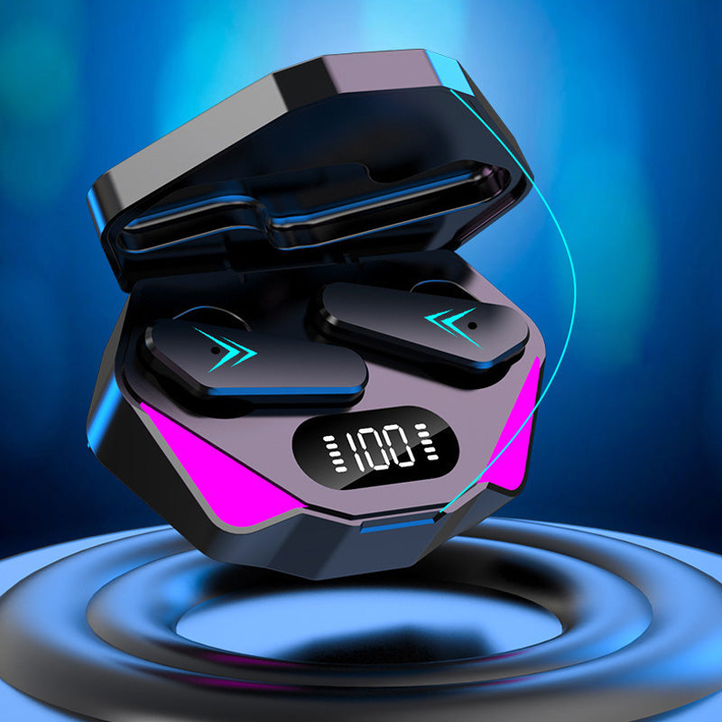 Sorte trådløse gaming Bluetooth-hodetelefoner med mikrofon og lang batterilevetid for oppslukende lyd.