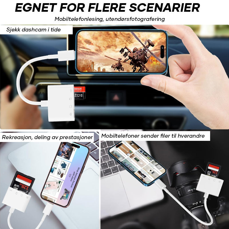 Enkel videoverføring fra TF-kort til Android eller iPhone med praktisk mobil kortleser.