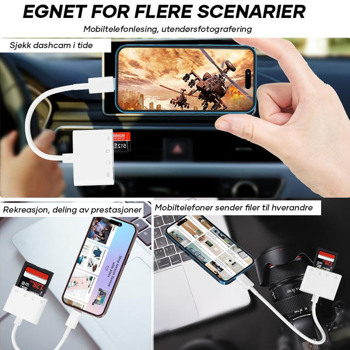 Enkel videoverføring fra TF-kort til Android eller iPhone med praktisk mobil kortleser.