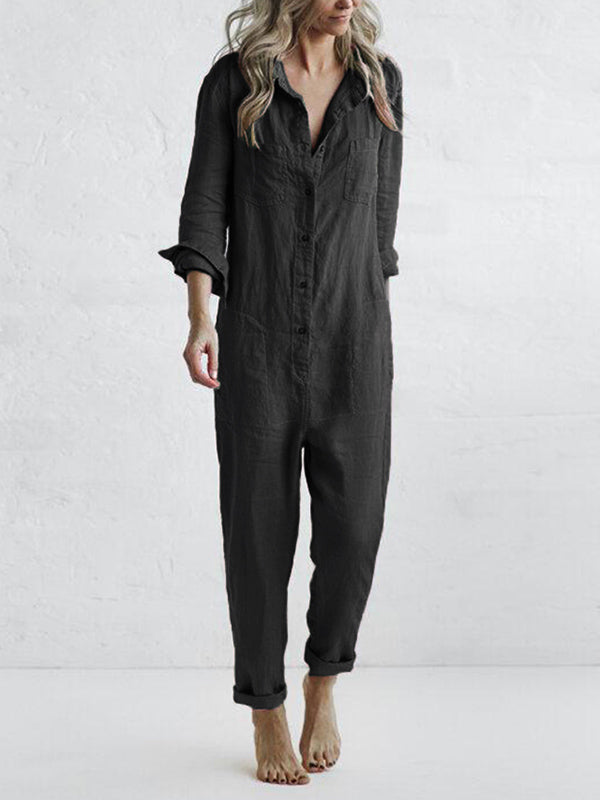 Trendy langermet dame jumpsuit, en perfekt gave for kvinner som verdsetter komfort og uformell stil. Moteplagg.