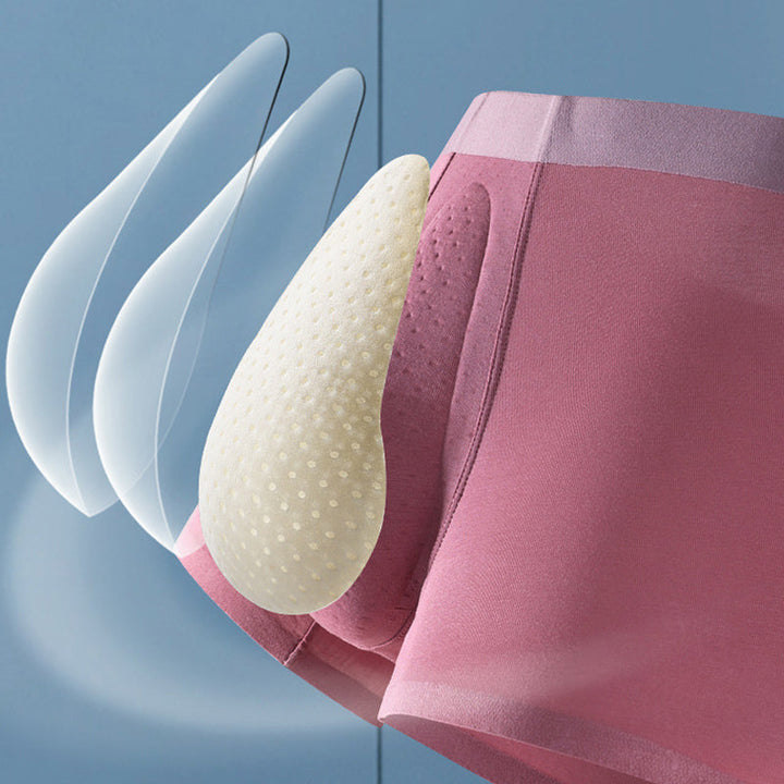 Detaljbilde av menns boksershorts; viser mykt stoff og sømløs konstruksjon for komfort.