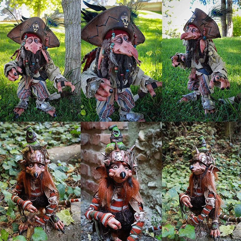 Mystisk goblinfigur i harpiks. Hagedekorasjon som gir et unikt og livlig preg til uteområdet.