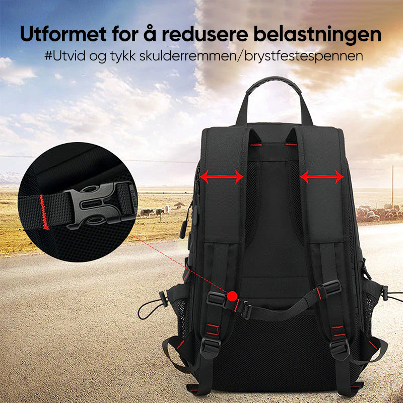 Smart reiseryggsekk med tyverisikker glidelås, laptoprom og USB-lader for praktisk bruk.