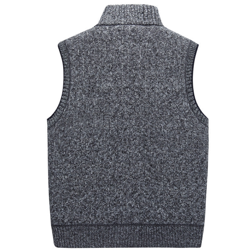 Menns strikket cardigan med høy hals og glidelås. Varm og stilig genser for høst- og vinterklær.