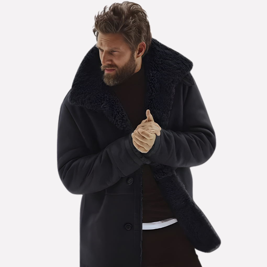Stilfull menns vinterjakke i mørk farge, ideell for hverdagsbruk. Varmt yttertøy med casual design.