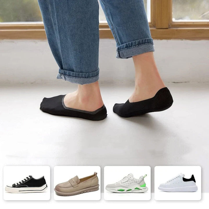 Komfortable, usynlige lavt snitt bomullssokker med sklisikker design for unisex bruk. Sko tilbehør.