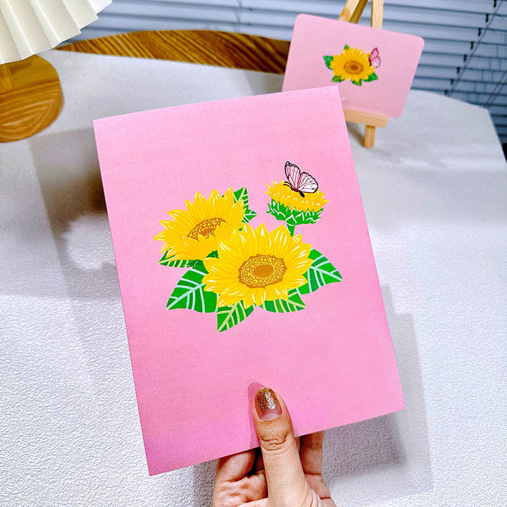 Fargerikt 3D-blomsterhilsenkort, håndlaget med presisjon. En minneverdig og personlig gave.