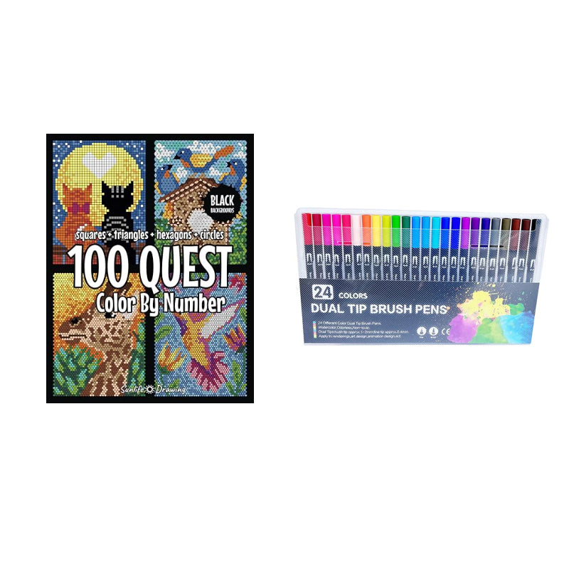 Fargebok med 100 farge etter tall oppgaver. Ideell for avslapning, tegning og kreativitet.