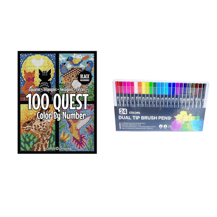 Fargebok med 100 farge etter tall oppgaver. Ideell for avslapning, tegning og kreativitet.