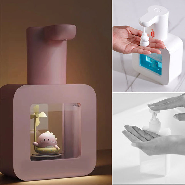 Barnas automatiske såpedispenser med tegneserie-motiv, berøringsfri for optimal hygiene og morsom håndvask.