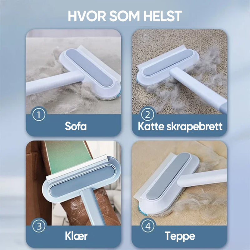 Effektiv kjæledyrhårfjerner som fjerner kattehår fra et pledd. Rask og gjenbrukbar rengjøring for hjemmet.