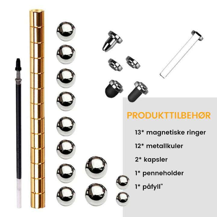 Slank magnetisk metallpenn som også fungerer som en beroligende fidget gadget.
