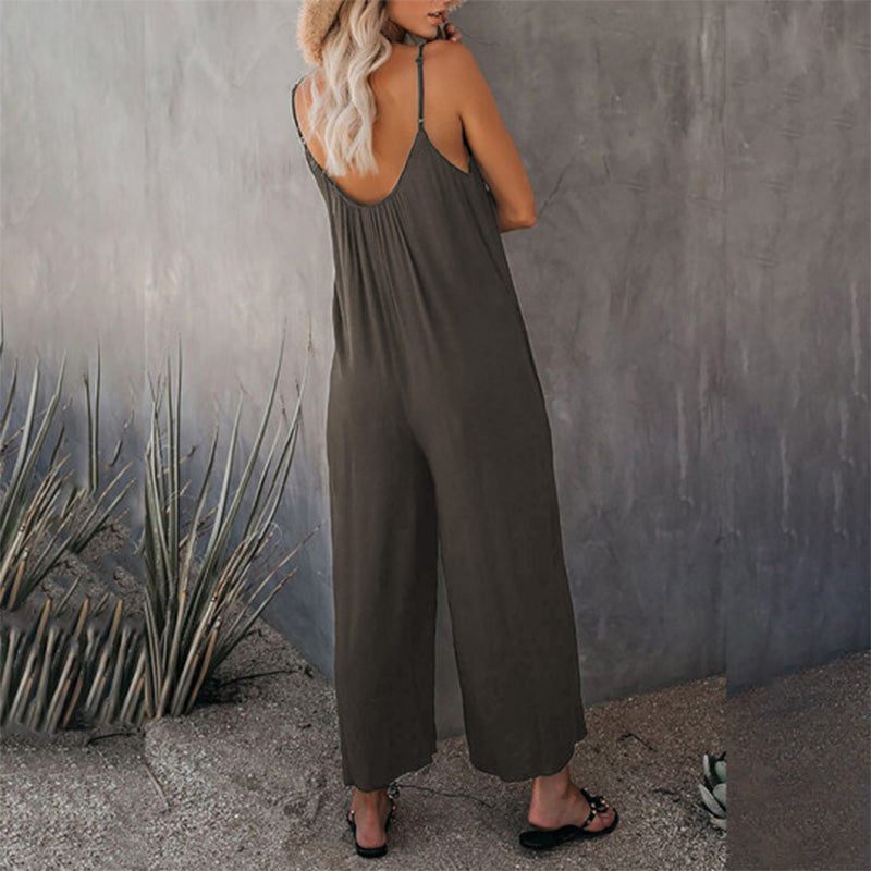 Moderne løs cami jumpsuit, kombinerer komfort og mote for den stilbevisste kvinnen.