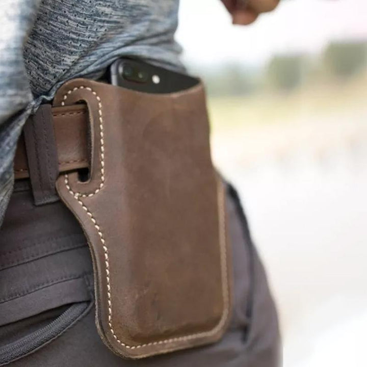 Praktisk mobilveske i retro stil av PU-skinn, unisex telefonholder for belte.