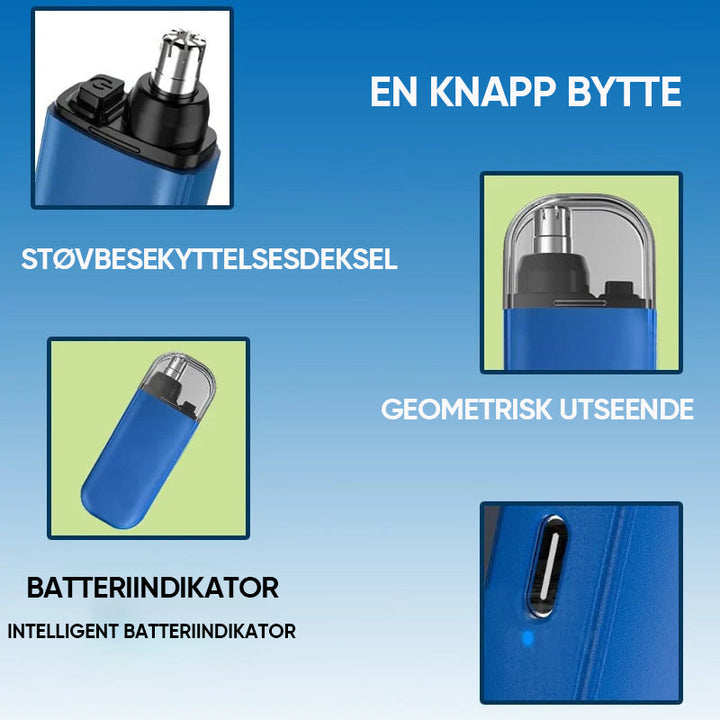 Enkel rengjøring av nesehårtrimmeren garanterer optimal hygiene etter hver bruk.