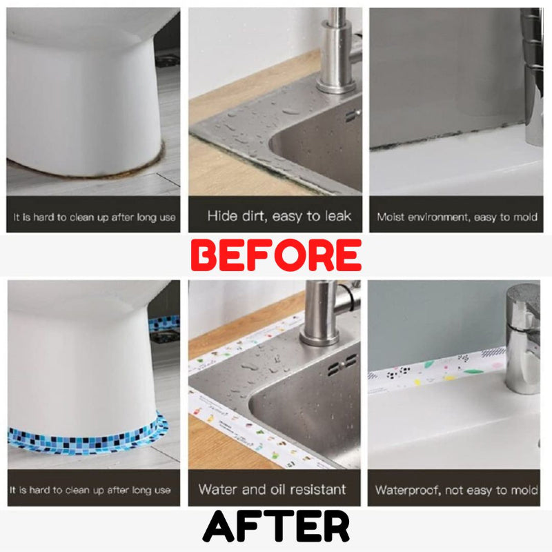 Muggresistent tape for baderomsfliser. Holder fuktighet ute for varig beskyttelse på badet.