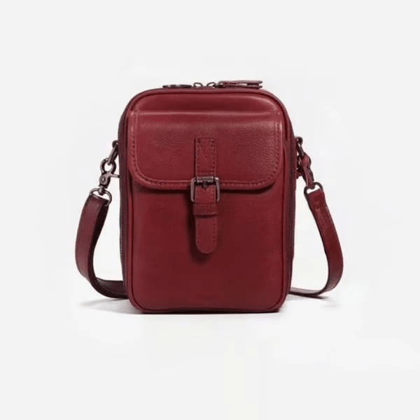 Brun vintage skinn crossbody, klassisk dameveske for den moderne kvinne.