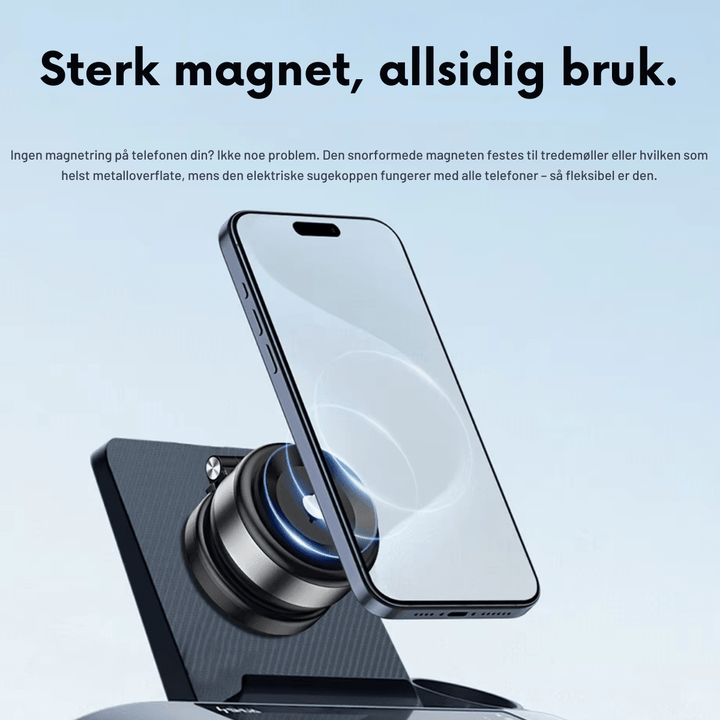 MagHold Pro mobilholder for bil med sterkt magnetisk grep for handsfree bruk.