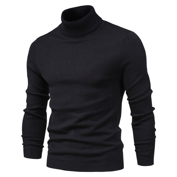 Mørkegrå kashmirgenser med rullekrage for menn, en allsidig og elegant strikkegenser.