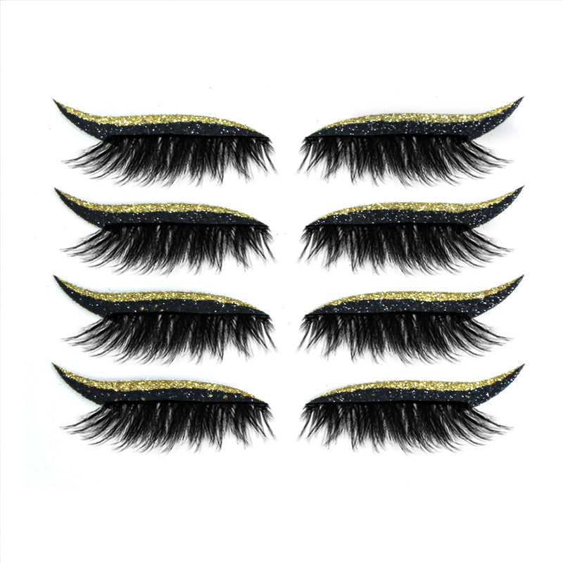 Gjenbrukbart eyeliner og vippeklistremerke i svart. Skap dramatisk kattøye look raskt og enkelt.