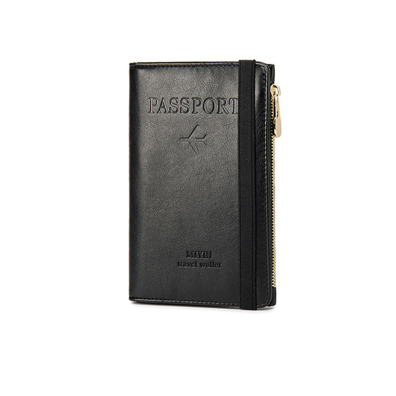 Stabil og holdbar skinnlommebok med RFID-beskyttelse, designet for pass og kredittkort.