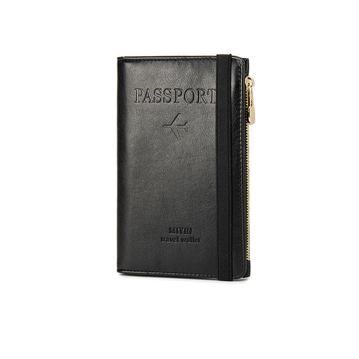 Stabil og holdbar skinnlommebok med RFID-beskyttelse, designet for pass og kredittkort.