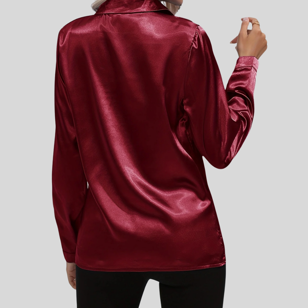 Hverdagsklar damebluse, langermet, for kvinner som verdsetter eleganse og klassisk stil.