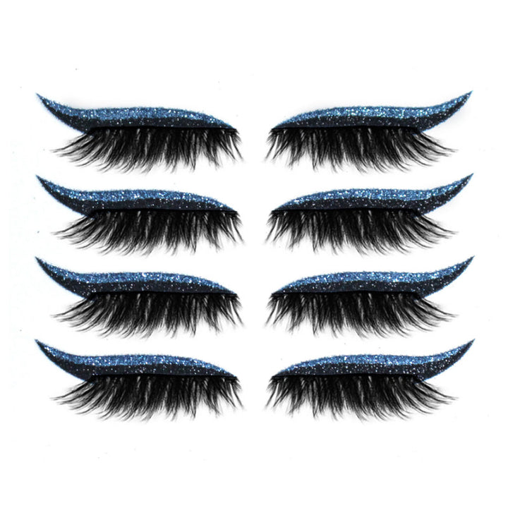 Sett av høykvalitets gjenbrukbare klistremerker for eyeliner og falske vipper, designet for kattøye-effekt.