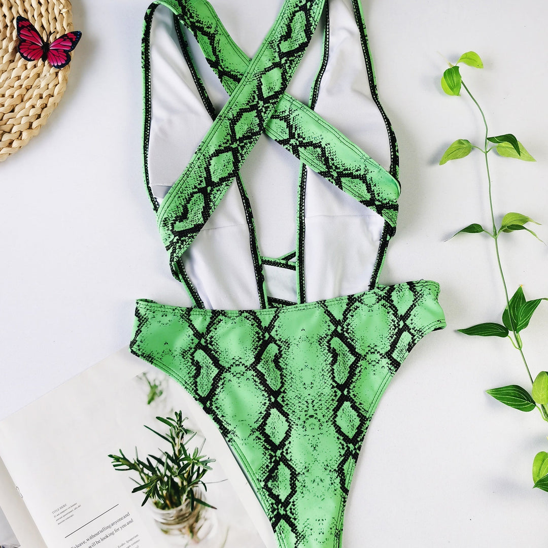 Svart ett stykke badedrakt for kvinner, sexy bandasje-stil, flott for sommer og strand.