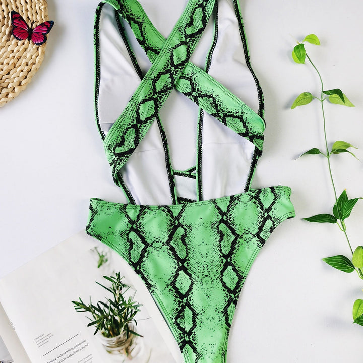 Svart ett stykke badedrakt for kvinner, sexy bandasje-stil, flott for sommer og strand.