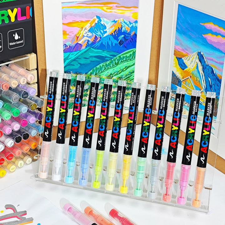 Høykvalitets akrylmarkører for kunstnere og DIY-entusiaster, flott for illustrasjon og grafitti.