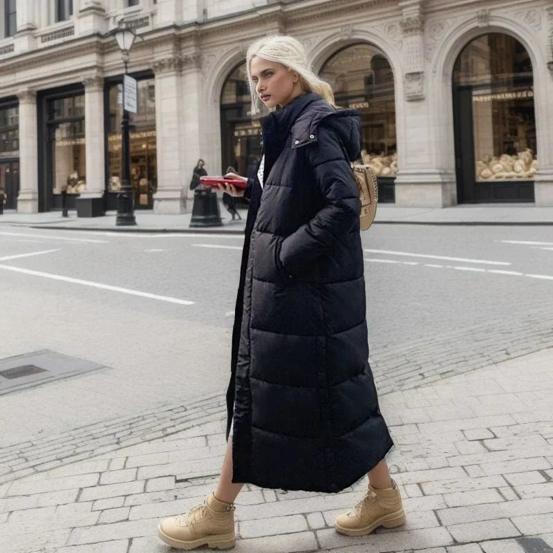 Klassisk lang damejakke, elegant og varm vinterjakke for kvinner. Perfekt yttertøy for allsidig bruk.