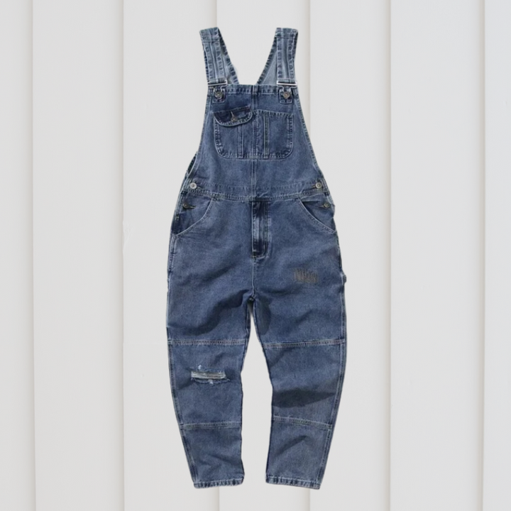 Praktiske blå unisex hagedungarees, justerbare og funksjonelle hageklær for uteaktiviteter og fritid.