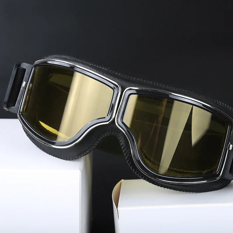 Unisex retro motorsykkelbriller for optimal beskyttelse, perfekt for MC, offroad & sykkelutstyr.