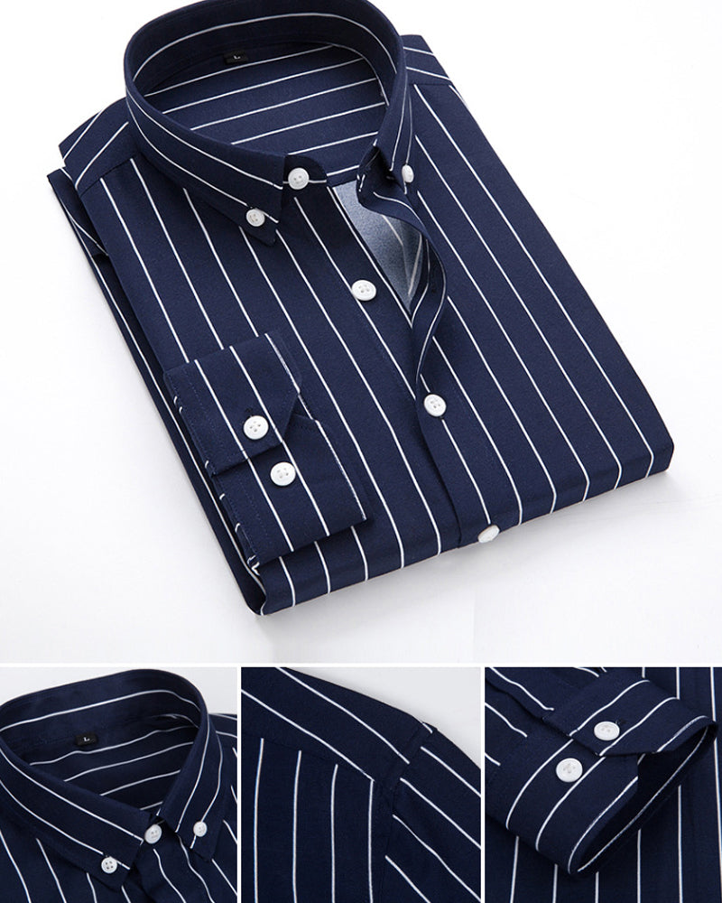 Langermet stripete herreskjorte i slim fit. Tidløst design for et elegant og sofistikert uttrykk.