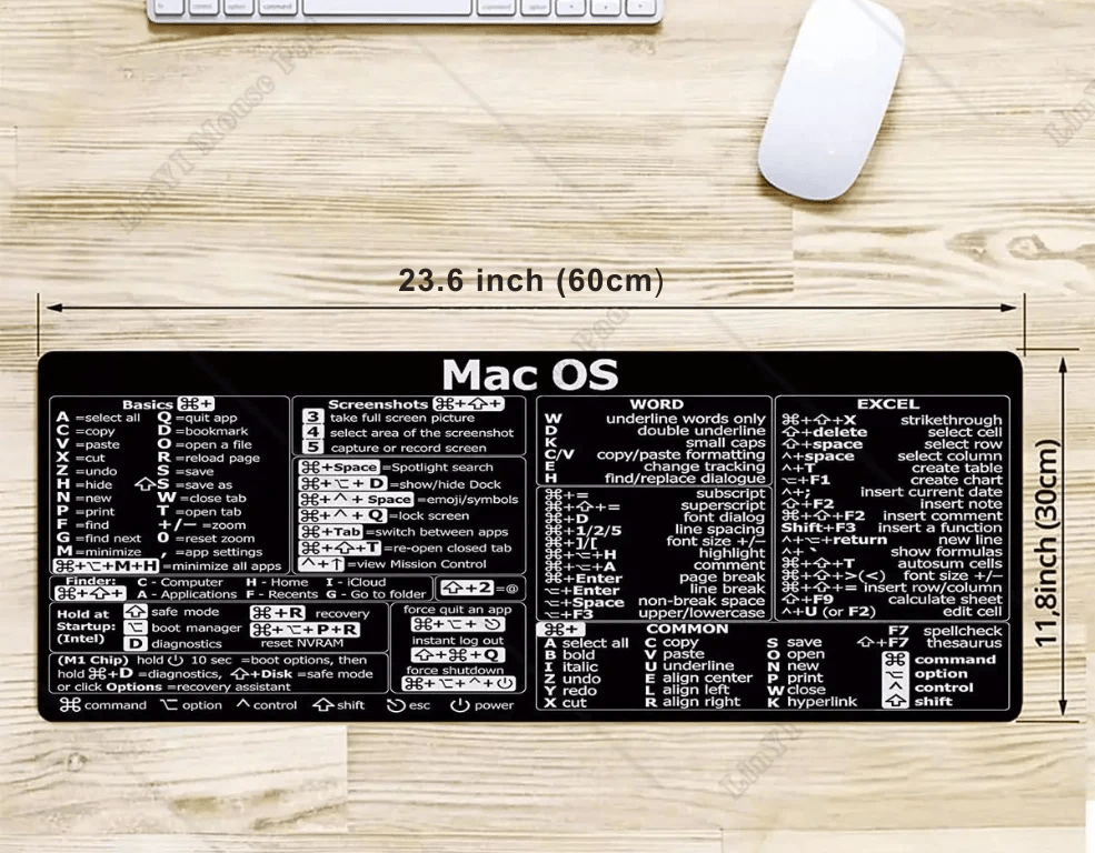 Gjør daglig PC/Mac-arbeid enklere med snarveismatten; et effektivt verktøy for tastatursnarveier.