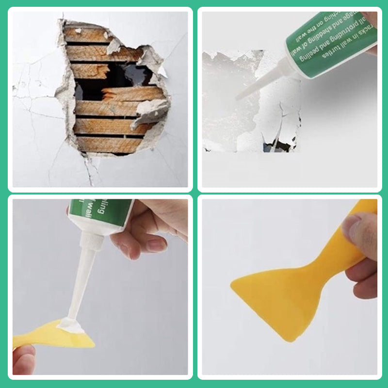 Forseglet tube med effektiv veggreparasjonspasta, klar til bruk for enkel DIY-oppussing.