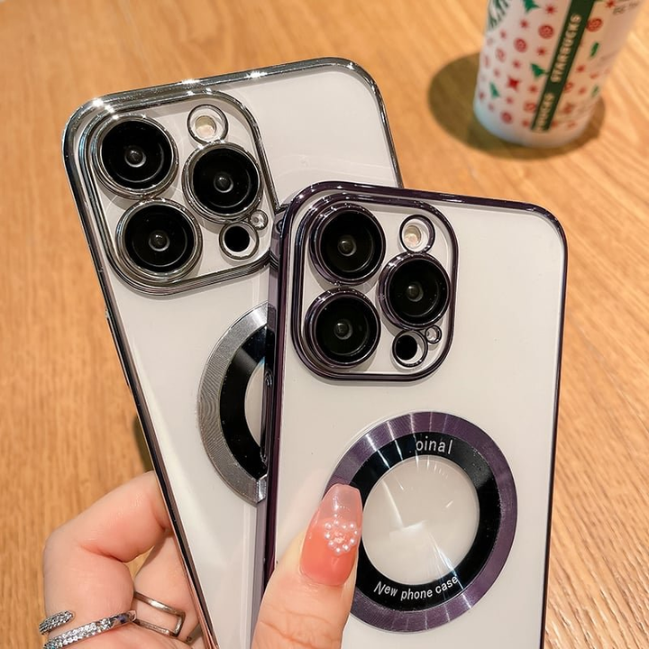 Klar, magnetisk iPhone deksel. Støtsikker TPU/PC mobilbeskyttelse med kamerabeskyttelse.